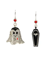 Betsey Johnson Faux Stone Halloween Vampire Coffin Mismatch Earrings