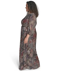Jessica Howard Plus Women's Side Tuck 3/4-Sleeve Gown