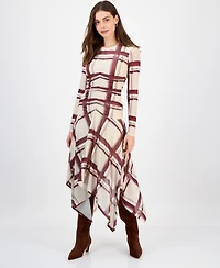 Rachel Roy Women's Jendice Mesh Plaid Print Midi Dress