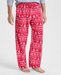 Holiday Lane Men's Deer Fair Isle Fleece Pajama Pants, Macy's Exclusive