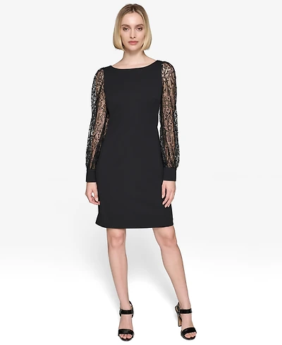 Karl Lagerfeld Paris Women's Lace-Sleeve Dress