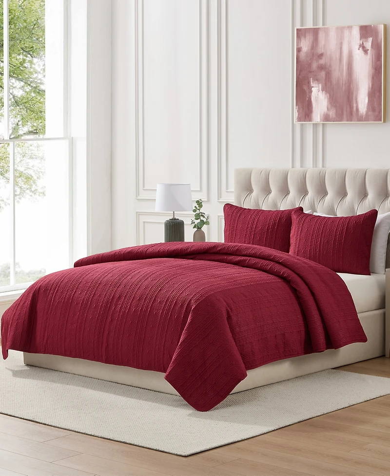 Seventh Studio Cable-Knit Pinsonic Microfiber -Pc. Quilt Set