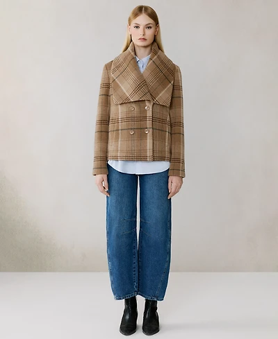 Soia & Kyo Women's Short Plaid Wool Blend Coat
