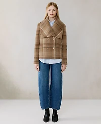 Soia & Kyo Women's Short Plaid Wool Blend Coat