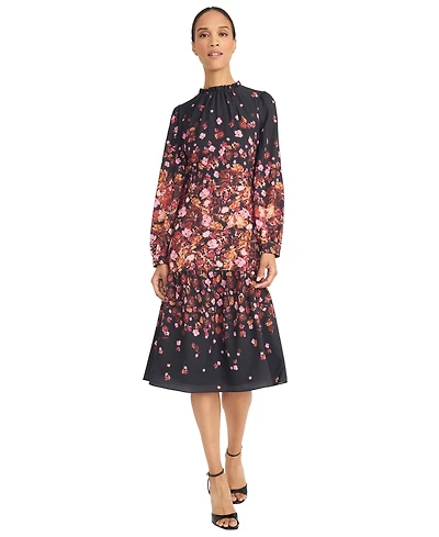 Maggy London Women's Flower Detail Long Sleeve Dress