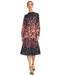 Maggy London Women's Flower Detail Long Sleeve Dress