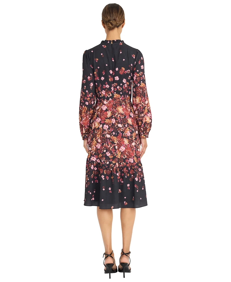 Maggy London Women's Flower Detail Long Sleeve Dress