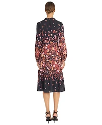 Maggy London Women's Flower Detail Long Sleeve Dress