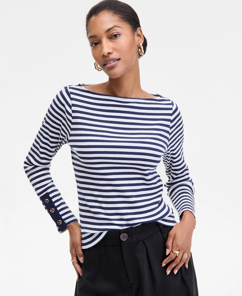 On 34th Women's Button-Cuff Boatneck Top, Macy's Exclusive