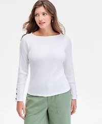 On 34th Women's Button-Cuff Boatneck Top, Macy's Exclusive
