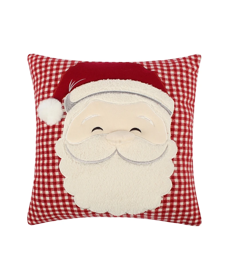 Levtex Peppermint Plaid Santa Applique Decorative Pillow, 18" x 18"