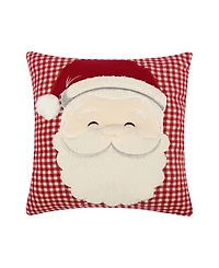 Levtex Peppermint Plaid Santa Applique Decorative Pillow, 18" x 18"