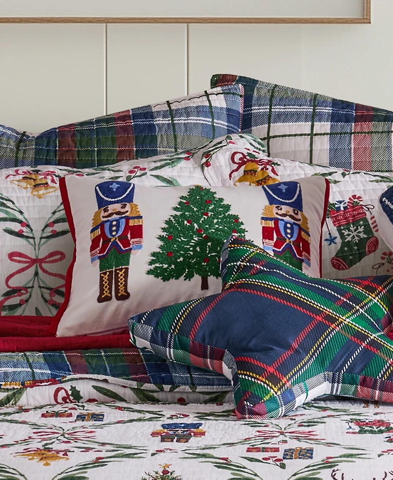 Levtex Festive Nutcrackers Embroidered Decorative Pillow, 14" x 18"