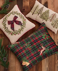 Levtex Merry Tartan Trees Embroidered Decorative Pillow, 12" x 24"