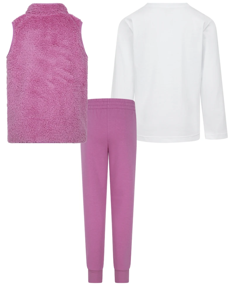 Nike Little Girls 3-Piece Magic Flamingo Vest, Long Sleeve T-Shirt and Pull On Pant Set