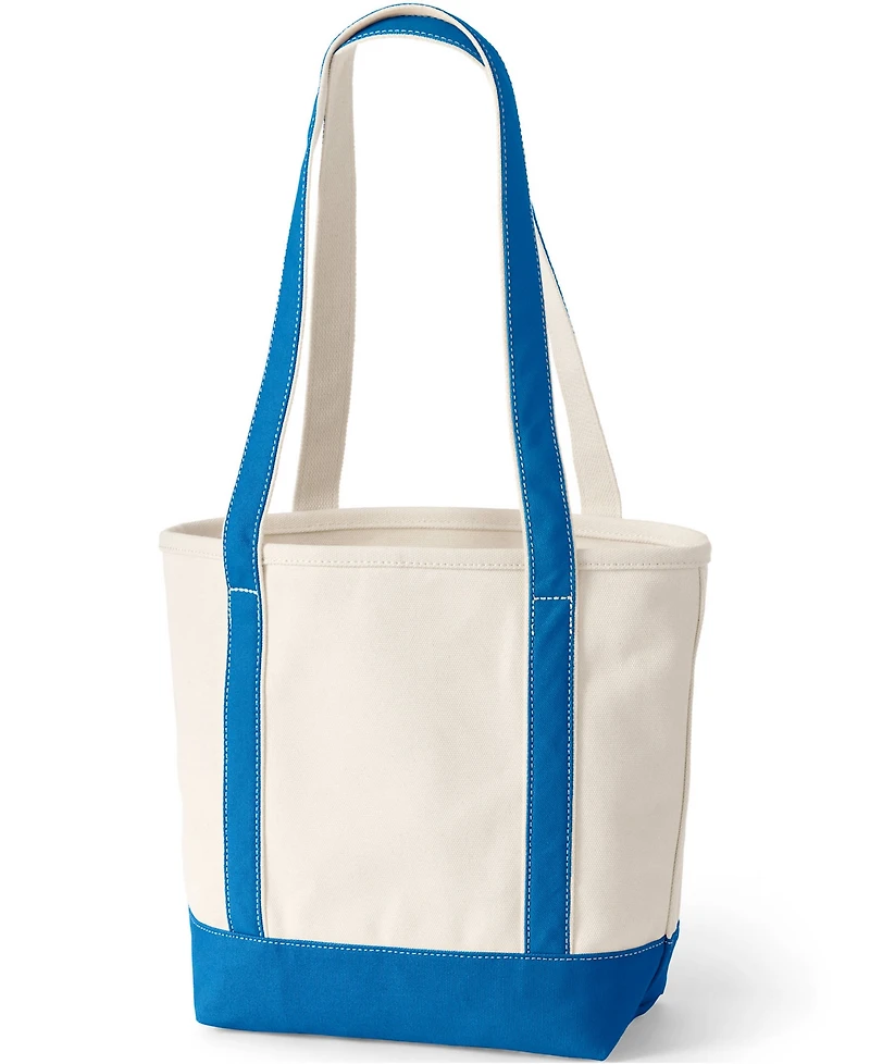 Lands' End Natural 5 Pocket Open Top Long Handle Canvas Tote Bag