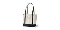 Lands' End Medium 5 Pocket Open Top Long Handle Canvas Tote Bag