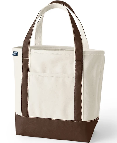 Lands' End Medium 5 Pocket Open Top Canvas Tote Bag
