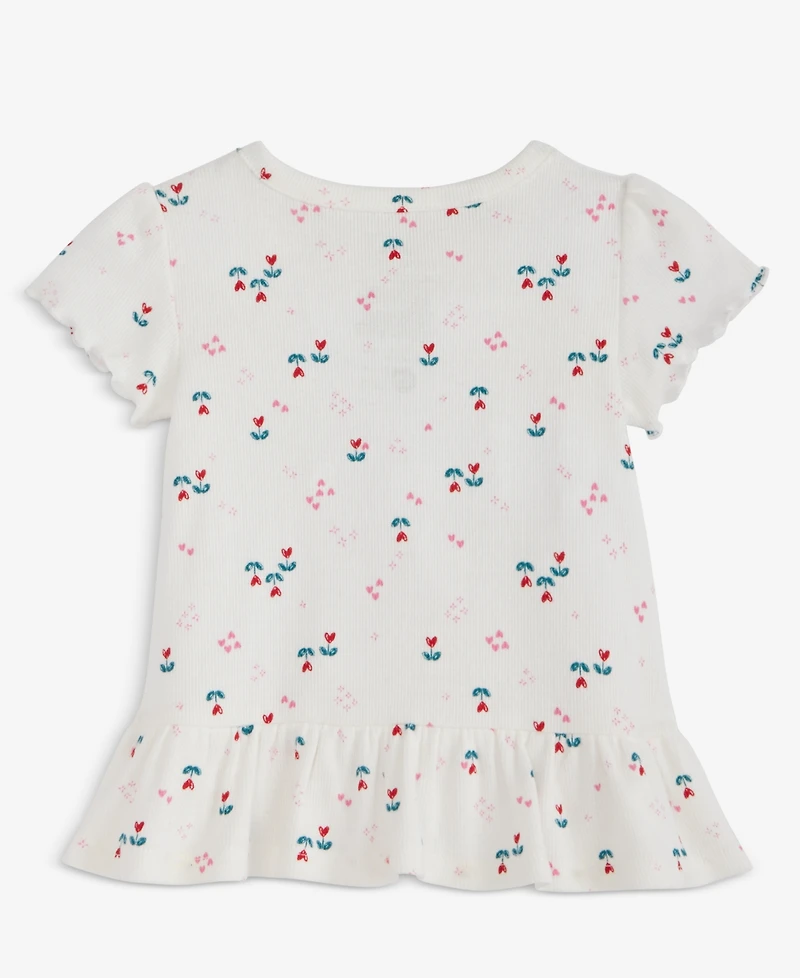 First Impressions Baby Girls Short-Sleeve Heart Tulip-Print Rib T-Shirt, Macy's Exclusive