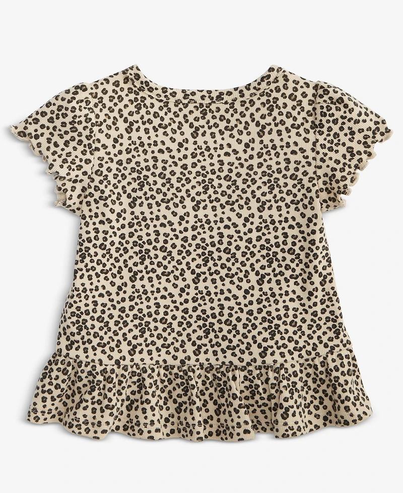 First Impressions Baby Girls Short-Sleeve Leopard-Print Rib T-Shirt, Macy's Exclusive