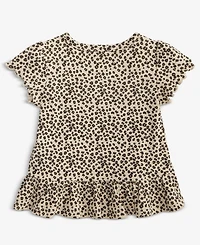 First Impressions Baby Girls Short-Sleeve Leopard-Print Rib T-Shirt, Macy's Exclusive
