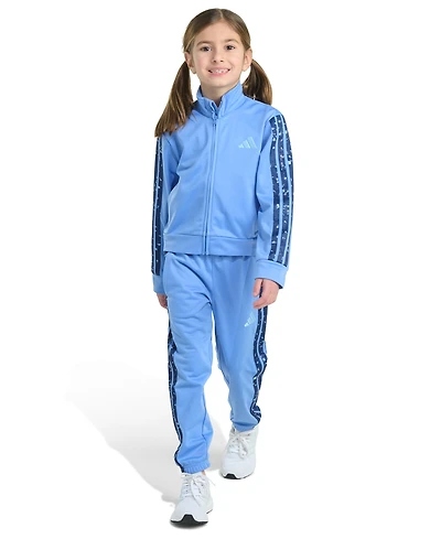 adidas Toddler and Little Girls 2-Piece Long Sleeve 3-Stripe Tricot Set