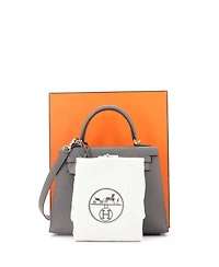Pre-Owned Hermes Kelly 25 Handbag Grey Epsom with Palladium Hardware