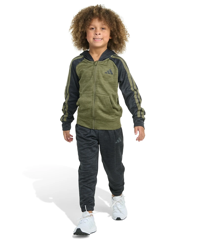 adidas Toddler and Little Boys 2-Piece Long Sleeve Fleece Jacket Joggers Set