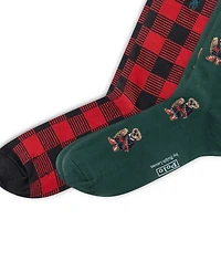 Polo Ralph Lauren Men's 2-Pack Mini Holiday Bear Slack Socks