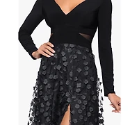 Xscape Petite Long Sleeve Embellished Skirt Dress