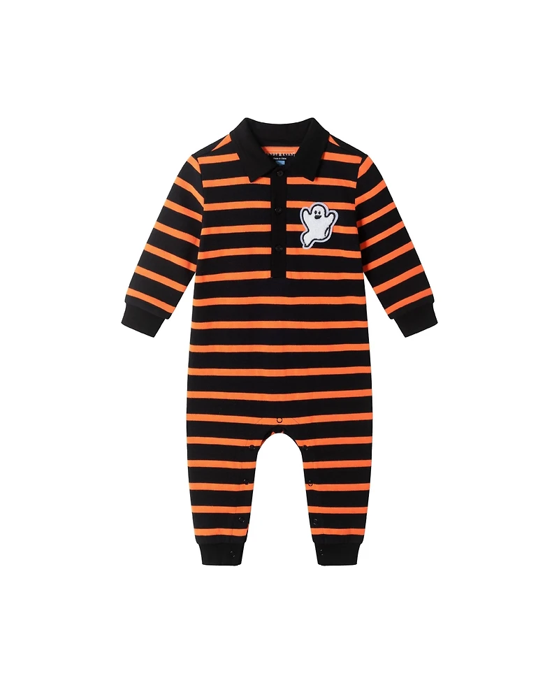 Andy & Evan Baby Boys Halloween Striped Rugby w/Ghost Patch