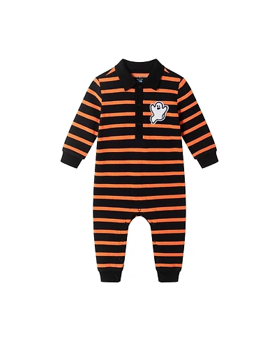 Andy & Evan Baby Boys Halloween Striped Rugby w/Ghost Patch