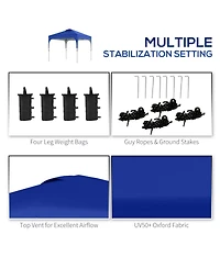 Outsunny Pop Up Gazebo Foldable w/ Wheeled Carry Bag & 4 Weight Bags