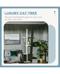 PawHut 8.4' Floor to Ceiling Cat Tree, Adjustable Height,