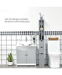 Homcom 54" Tall Bathroom Cabinet Shelf Storage W/ Drawers