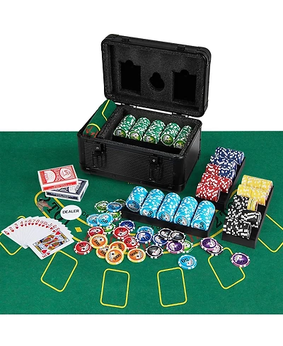 Texas Holdem Poker Chip Set with 600 Pieces Chips 2 Deck of Cards & Dealer Button