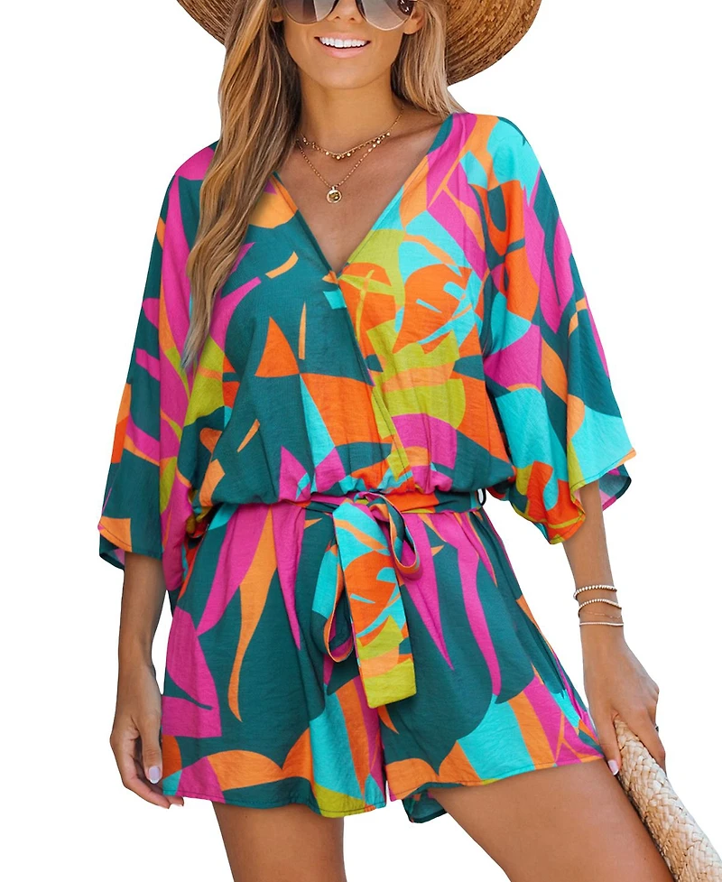 Cupshe Women's Wild Zephyr Tropical Romper