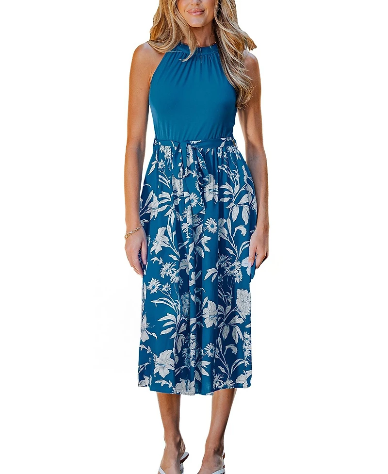 Cupshe Women's Wild Blue Floral Midi Beach Dress