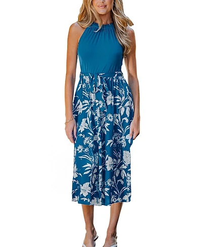 Cupshe Women's Wild Blue Floral Midi Beach Dress