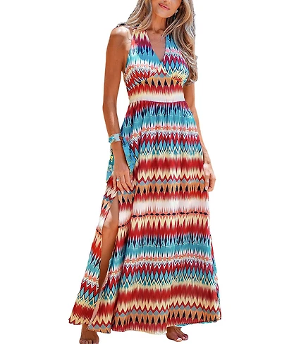 Cupshe Women's Color Me Happy Chevron Maxi Beach Dress