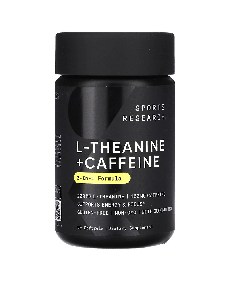 Sports Research L-Theanine & Caffeine, 2-in-1 Formula, 60 Softgels, Sports Nutrition