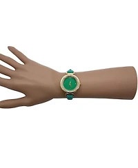 Olivia Pratt Teal Faux Leather Solid Colors and Rhinestones Women Watch