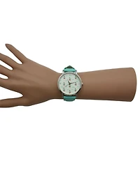 Olivia Pratt Teal Faux Leather Sailing Boats Dial Women Watch