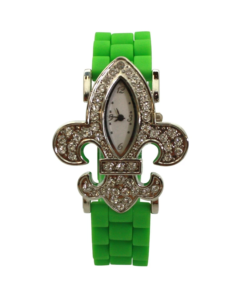 Olivia Pratt Lime Green Rhinestones Silicone Women Watch