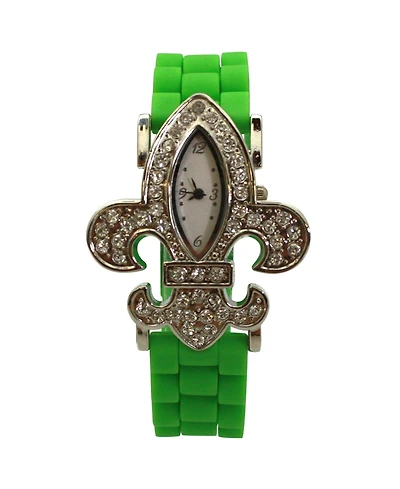 Olivia Pratt Lime Green Rhinestones Silicone Women Watch