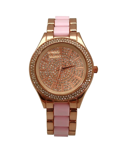 Olivia Pratt Pink Rose Gold Rhinestones Dial Women Watch