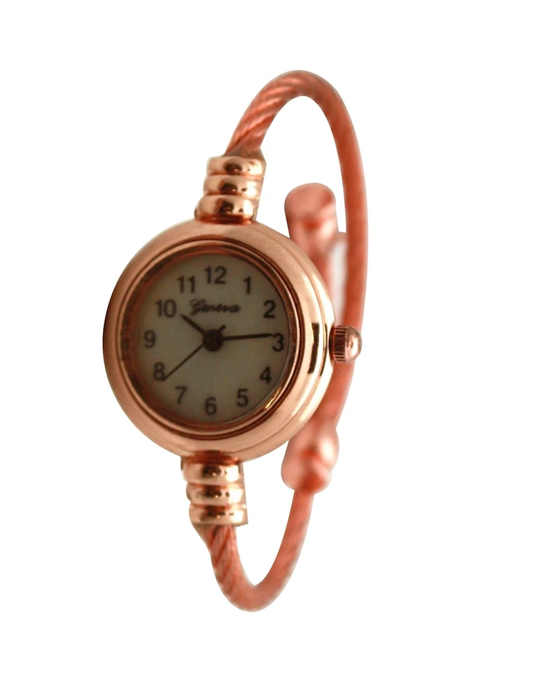 Olivia Pratt Rose Gold Thin Swirl Delicate Bangle Women Watch