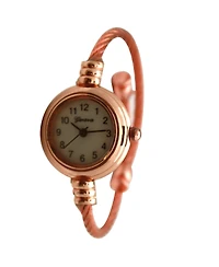 Olivia Pratt Rose Gold Thin Swirl Delicate Bangle Women Watch
