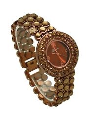 Olivia Pratt Copper Shiny Rhinestones Metallic Women Watch