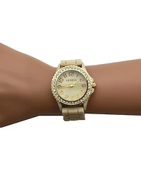 Olivia Pratt Beige Every Day Silicone and Rhinestones Colorful Women Watch